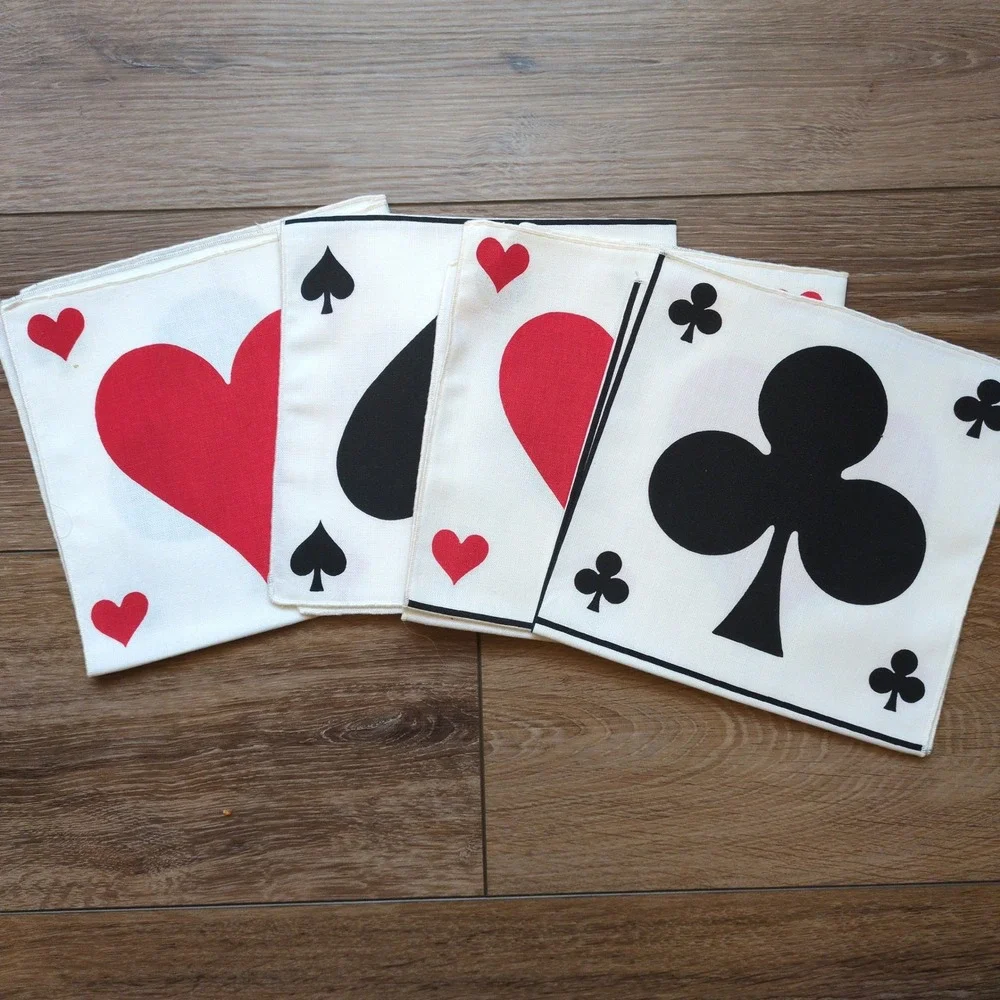 Vintage Fallani & Cohn Playing Card Cloth‎ Napkins Set Of 4 Poker Game Night